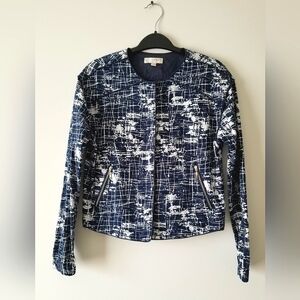 Printed Jacket in Small, Colour: Navy and White